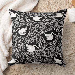 Black and White Swan Any Color Throw Pillow