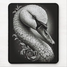 Black and White Swan Mouse Pad