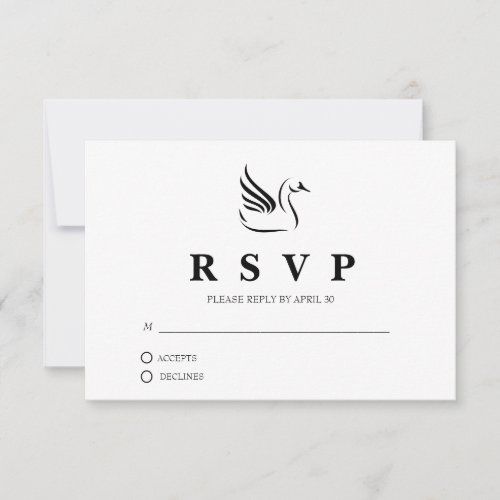 Black and White Swan Outline Response Card
