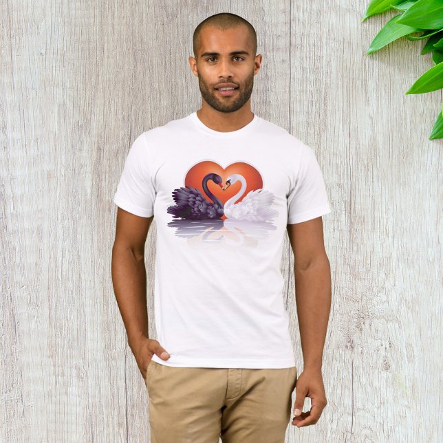 Black and White Swans in Love Heart T-Shirt (Creator Uploaded)