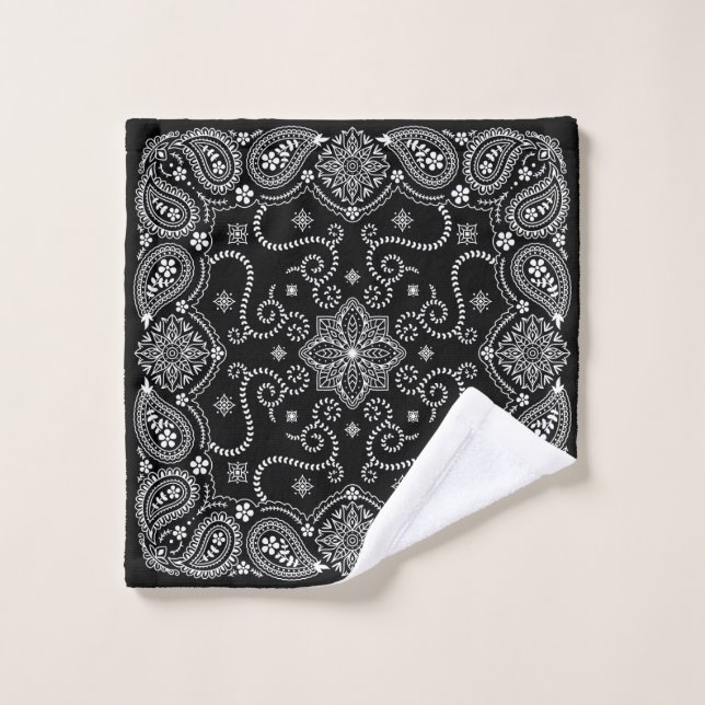 Black and White Swirl Bandana  Wash Cloth (Wash Cloth)