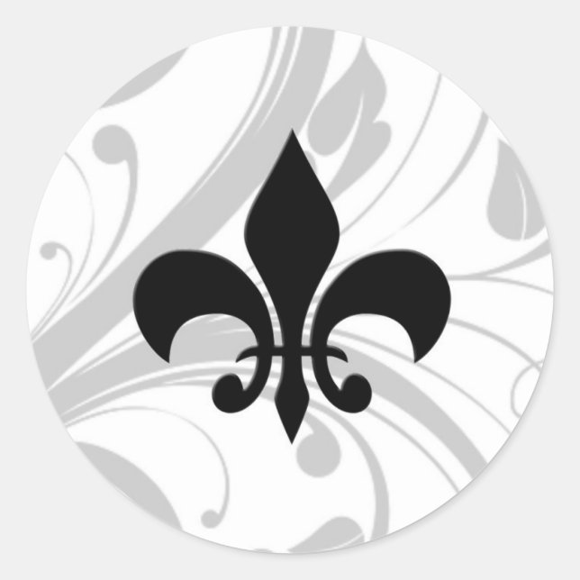 Black and White Swirl Fleur De Lis Sticker (Front)