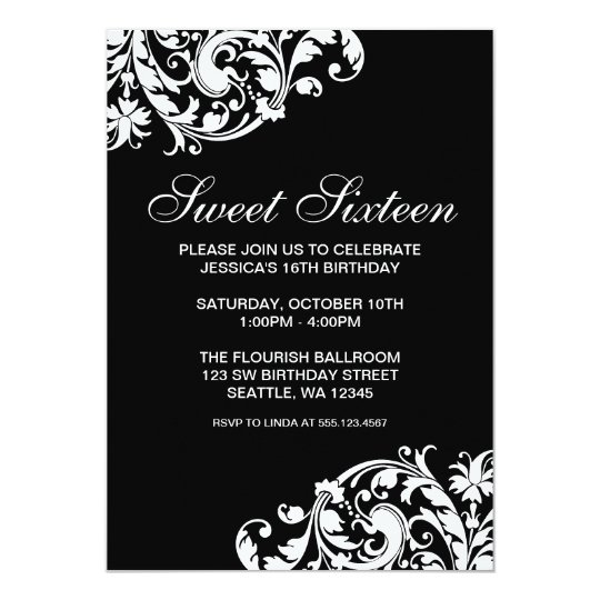 Black And White Swirl Flourish Sweet 16 Birthday Invitation Zazzlecom Black And White Swirl Flourish Sweet 16 Birthday Invitation R5da40be83ba14adea611fac9b606bf19 Zkrqs 540 Black And White Swirl Flourish Sweet 16 Birthday Invitation 161315008719322365