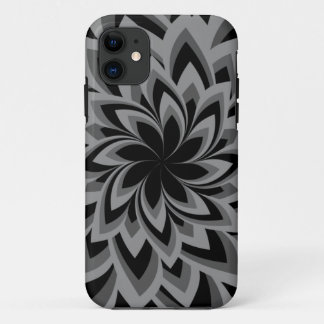 BLACK AND WHITE SWIRL FLOWERS iPhone 11 CASE