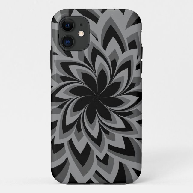 BLACK AND WHITE SWIRL FLOWERS   Case-Mate iPhone CASE (Back)