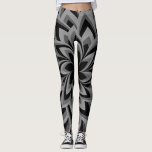 BLACK AND WHITE SWIRL FLOWERS   LEGGINGS