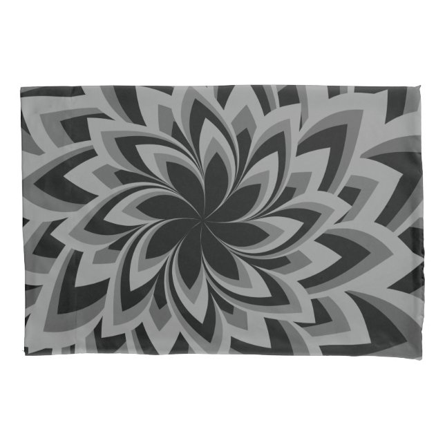 BLACK AND WHITE SWIRL FLOWERS   PILLOW CASE (Front)