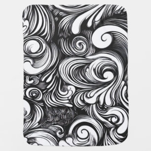Black And White Swirl Pattern Baby Blanket