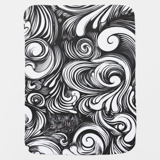 Black And White Swirl Pattern Baby Blanket (Front)