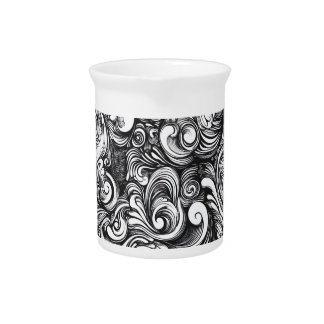Black And White Swirl Pattern Beverage Pitcher