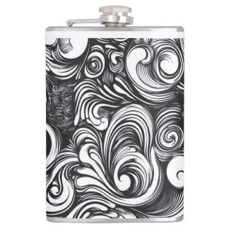Black And White Swirl Pattern Flask