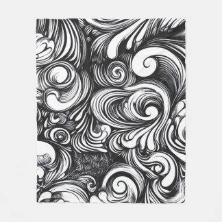 Black And White Swirl Pattern Fleece Blanket