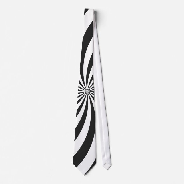 Black and White Swirl Pattern Neck Tie (Front)