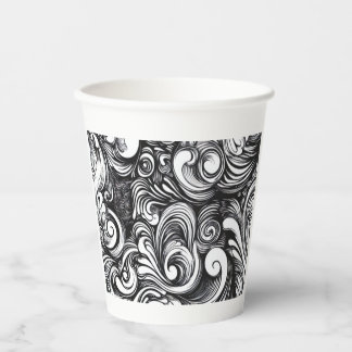 Black And White Swirl Pattern Paper Cups