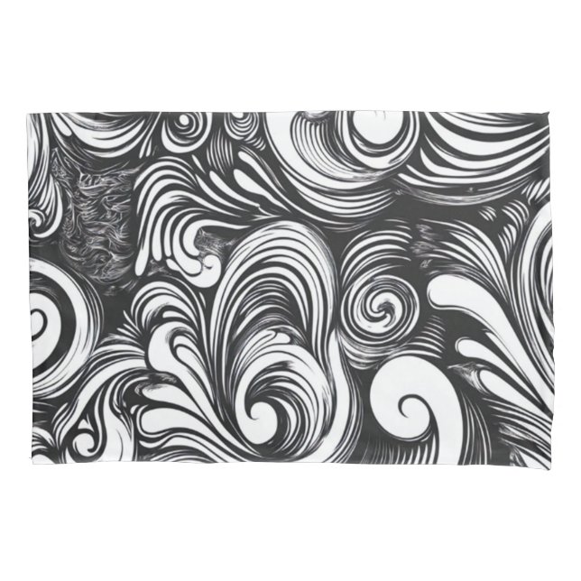 Black And White Swirl Pattern Pillow Case (Front)