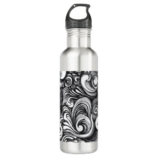 Black And White Swirl Pattern Stainless Steel Water Bottle