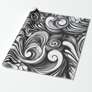 Black And White Swirl Pattern Wrapping Paper