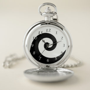 Black and White Swirl Pocket Watch