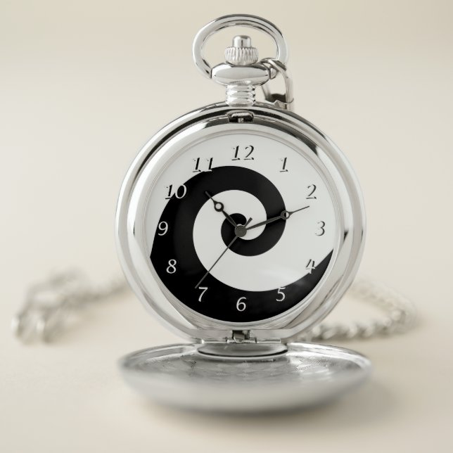 Black and White Swirl Pocket Watch (Inside)