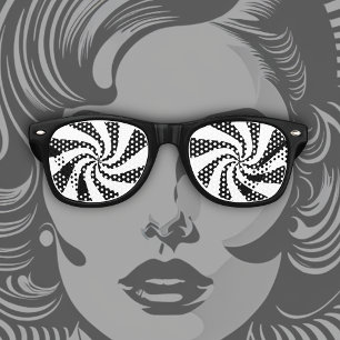 Black and White Swirl Retro Sunglasses