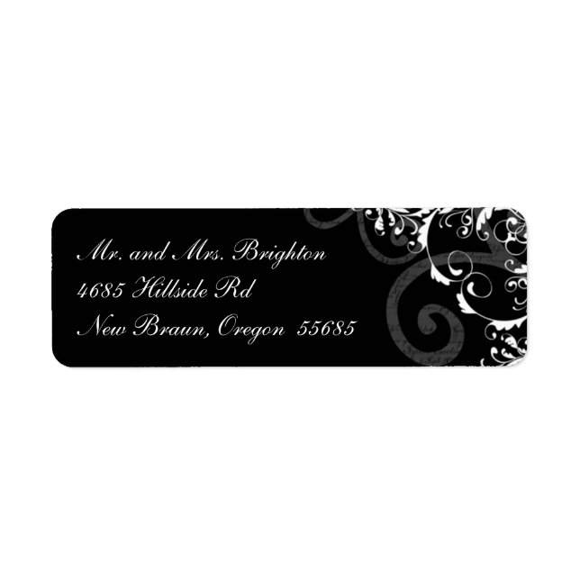 Black and White Swirl Return Address Label (Front)