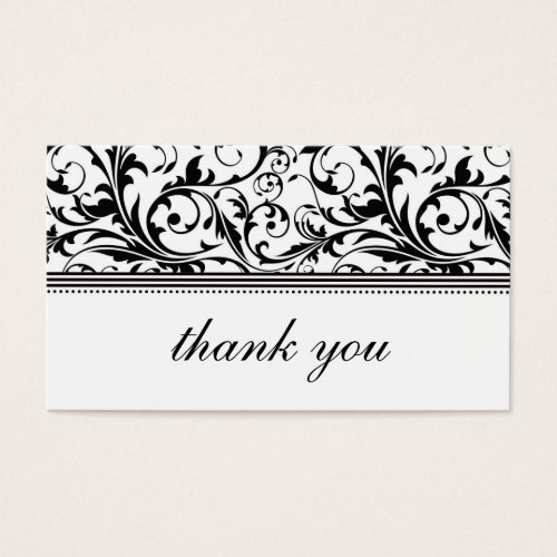 Black and White Swirl Thank You Card Business Cards