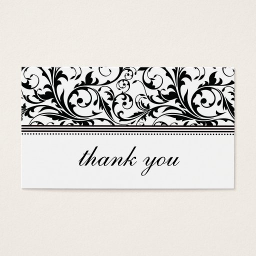 Customizable Black and White Swirl Thank You Card Business Cards