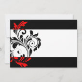 Black and White Swirl Wedding Invitation with Red (Back)