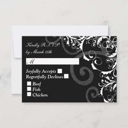 Black and White Swirl wedding RSVP