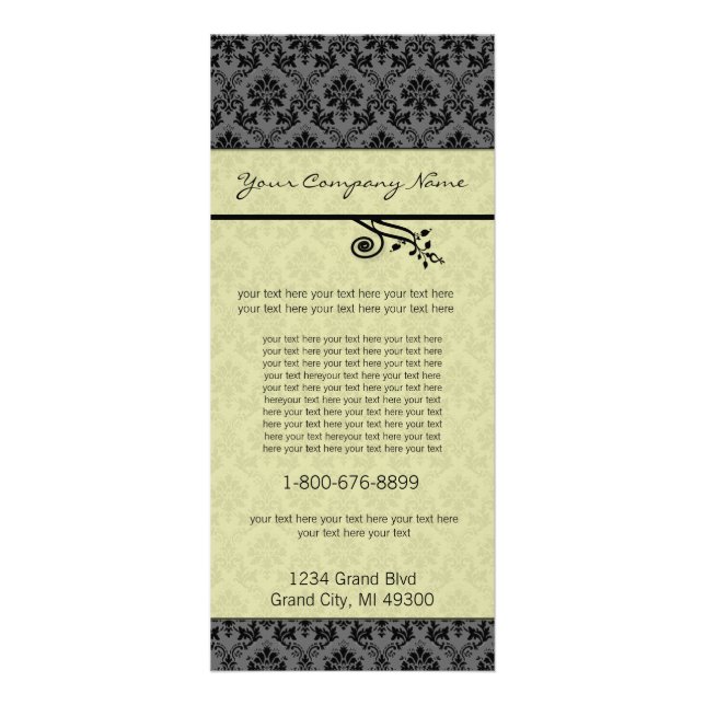 Black and White Swirled Striped Rack Card (Front)