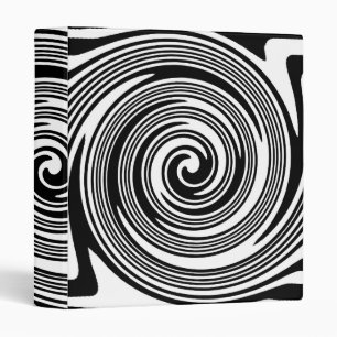 Black and white swirling pattern 3 ring binder