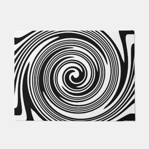 Black and white swirling pattern doormat