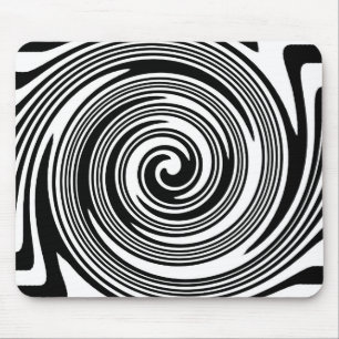 Black and white swirling pattern mouse pad