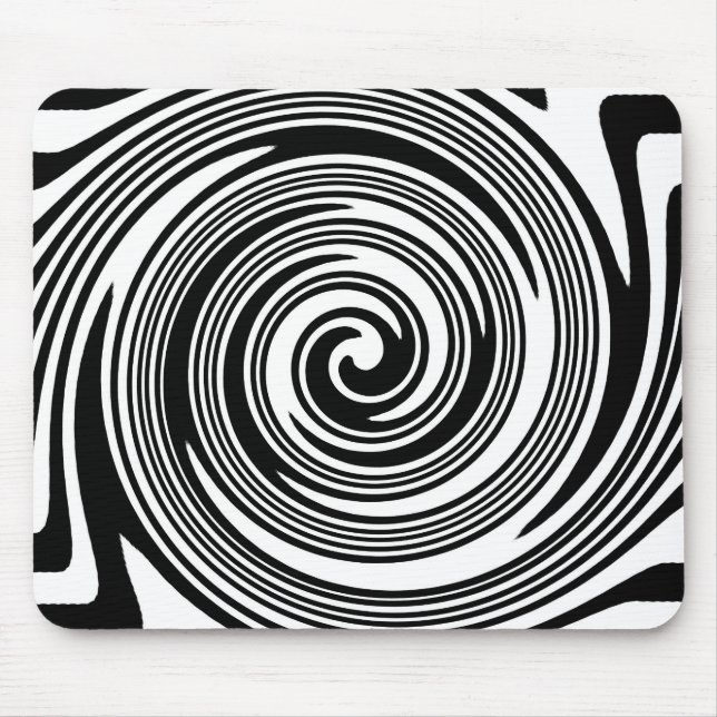 Black and white swirling pattern mouse pad (Front)
