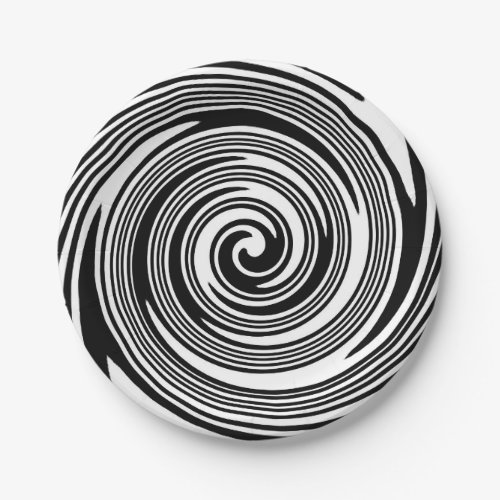 Black and white swirling pattern paper plates