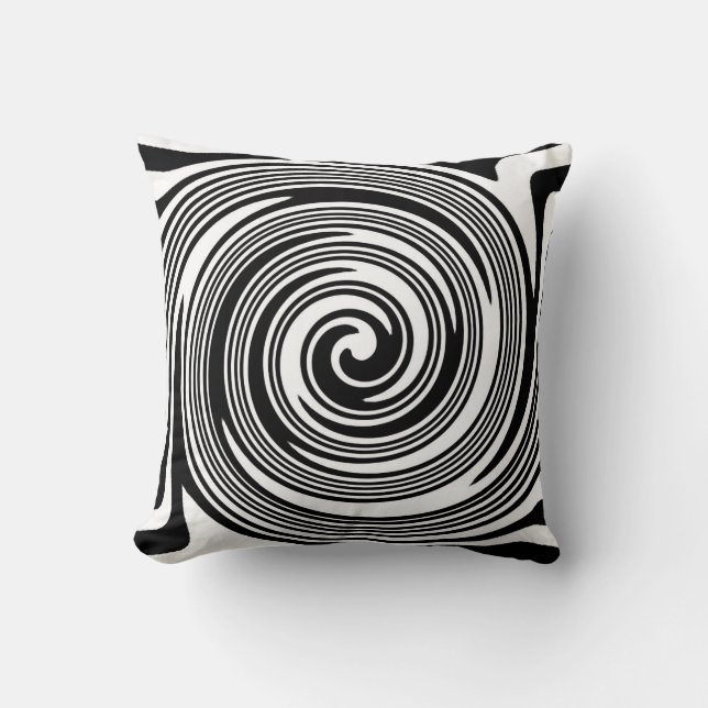 Black and white swirling pattern throw pillow (Front)