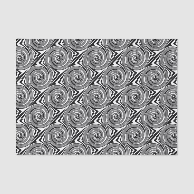 Black and white swirling pattern tissue paper (Front)