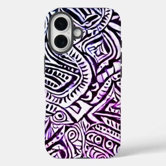 Black and white swirls background iPhone 16 case