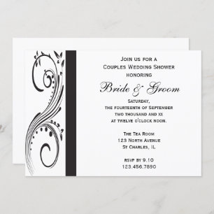 Black and White Swirls Couples Wedding Shower Invitation