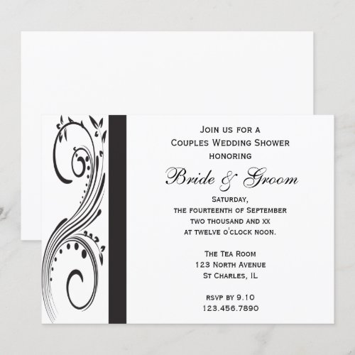 Black and White Couples Wedding Shower Invitation