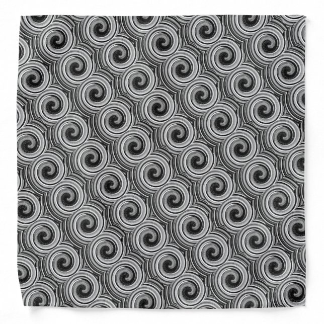 black and white swirls modern contempory bandana (Front)