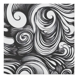 Black And White Swirls Pattern Faux Canvas Print