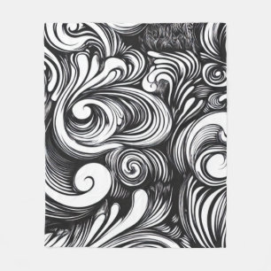 Black And White Swirls Pattern Fleece Blanket