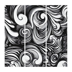 Black And White Swirls Pattern Triptych