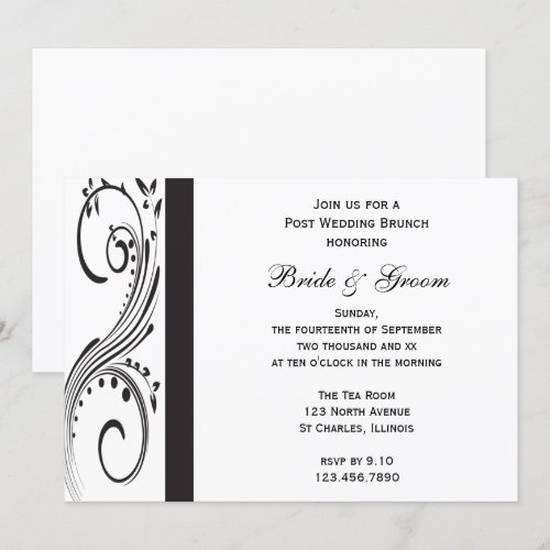 Black and White Post Wedding Brunch Invitation