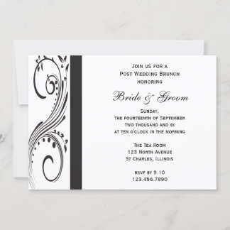 Black and White Swirls Post Wedding Brunch Invitation