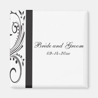 Black and White Swirls Wedding Magnet