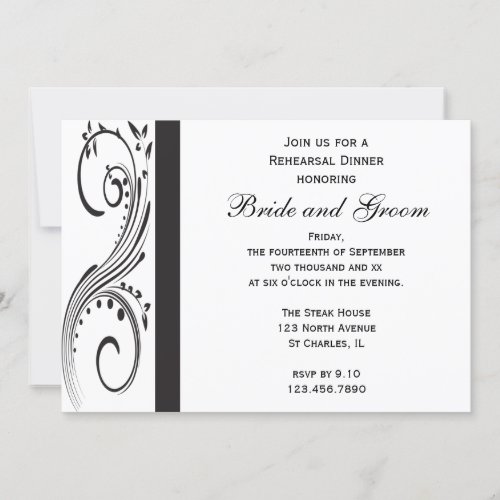 Black and White Rehearsal Dinner Invitation