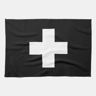 Black and White Swiss Cross Kitchen Towel