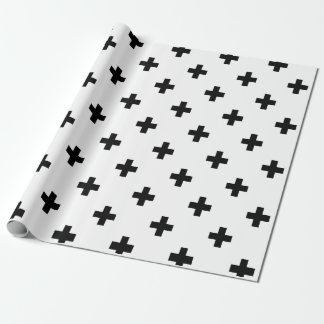 Black and White Swiss Cross Pattern Wrapping Paper